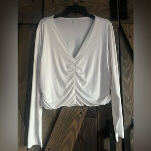 Elegant White Ruched Blouse